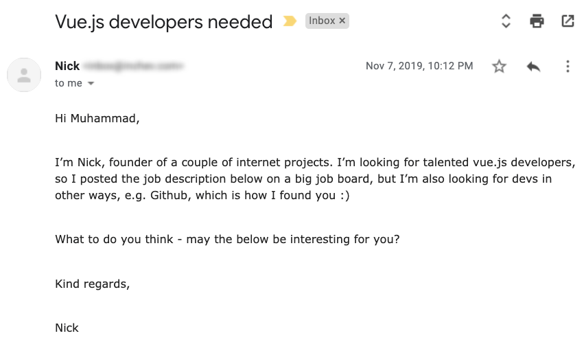 VueJS Job Offer