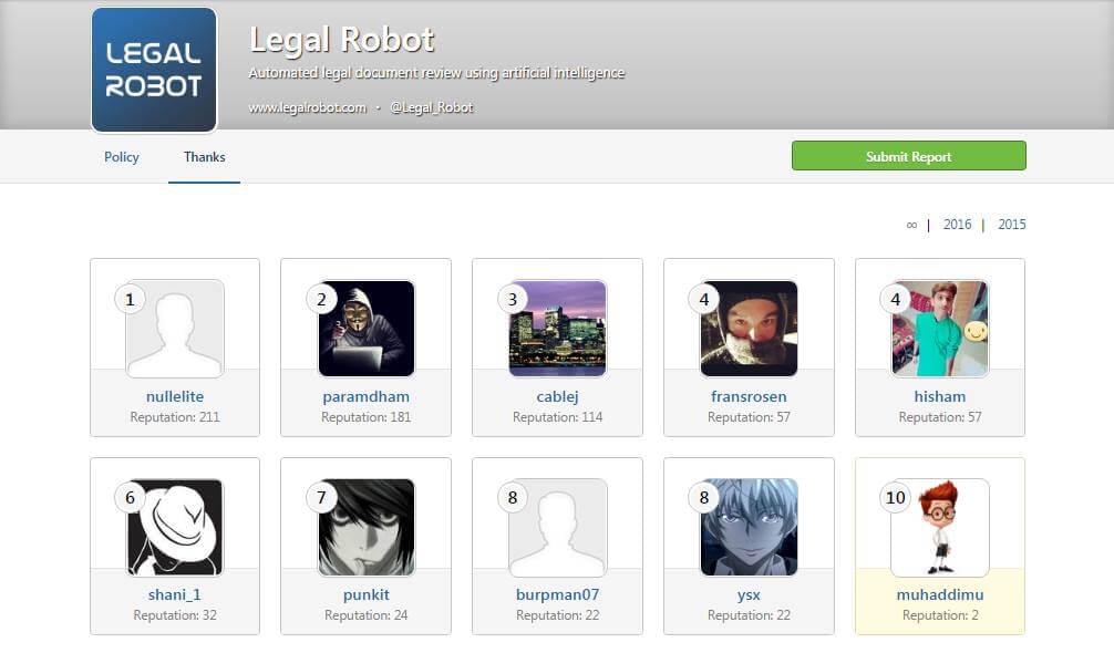 Acknowledged By Legal Robot